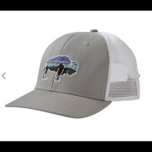 Patagonia Fitz Roy Bison Trucker Hat Grey White